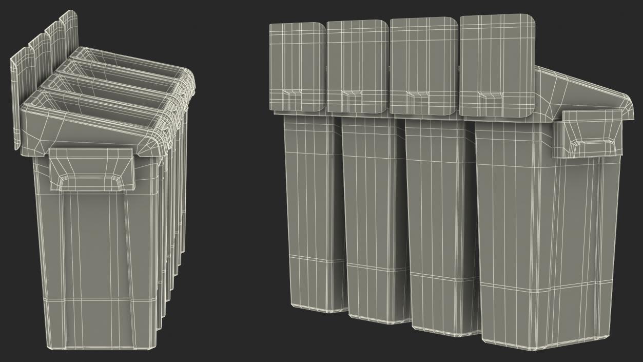 Four Compartments Recycling Station Set 3D model