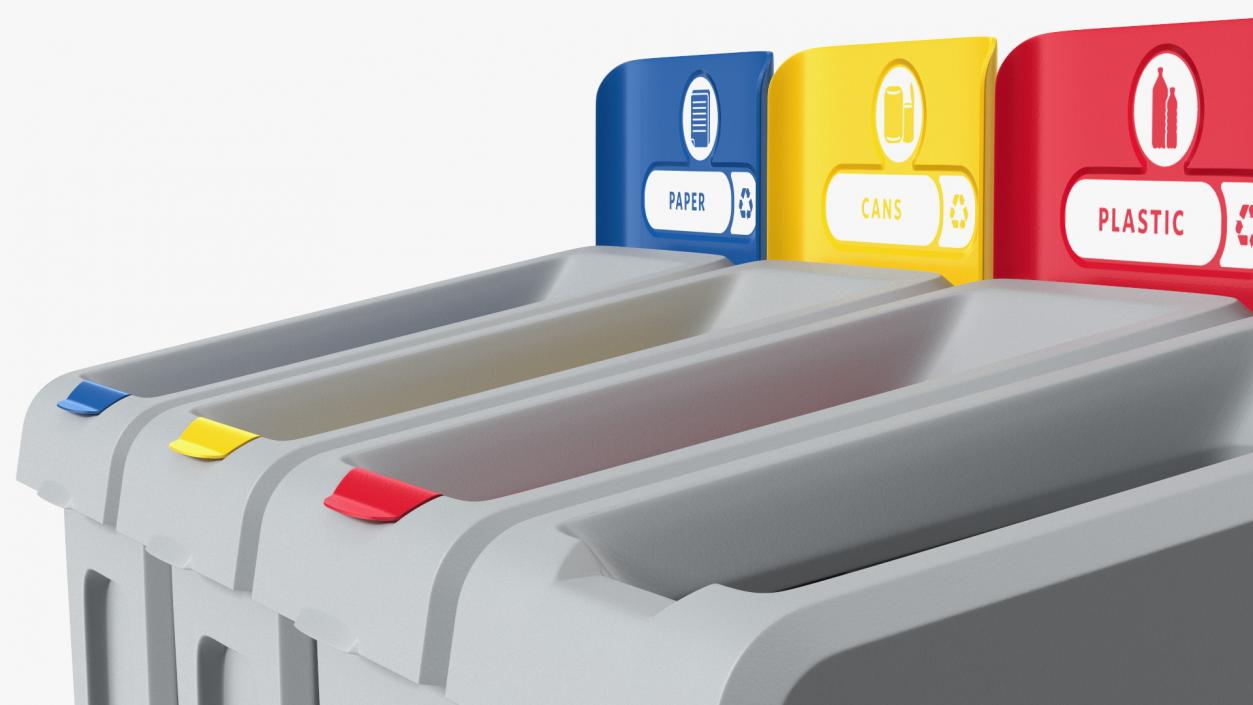 Four Compartments Recycling Station Set 3D model