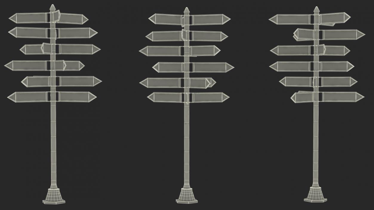 3D Travel Signpost with Various Countries model