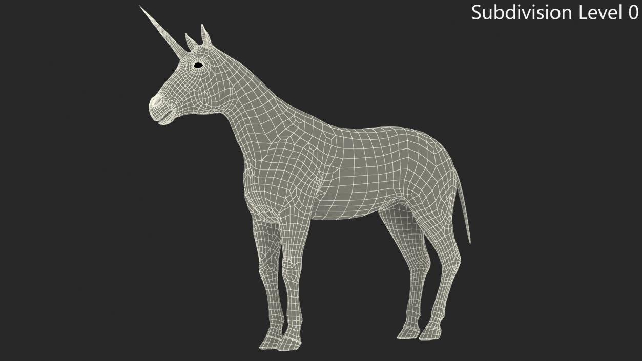 White Unicorn with Fur 2 3D model