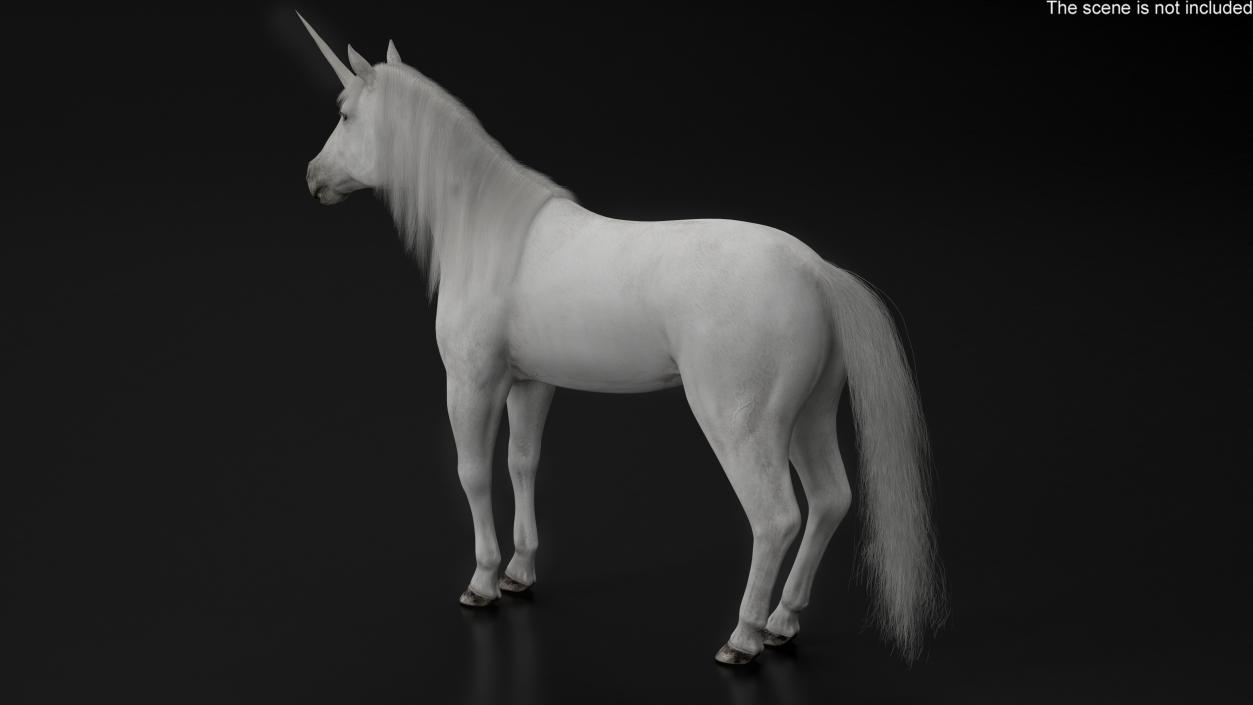 White Unicorn with Fur 2 3D model