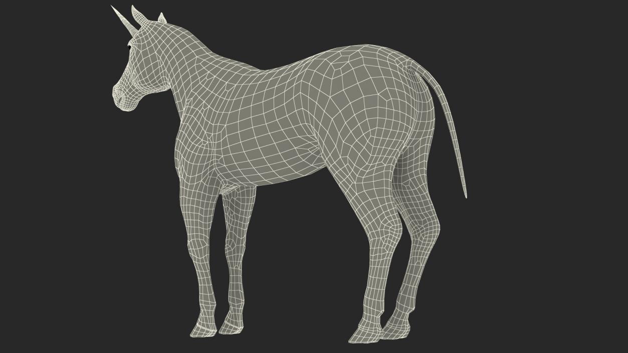 White Unicorn with Fur 2 3D model