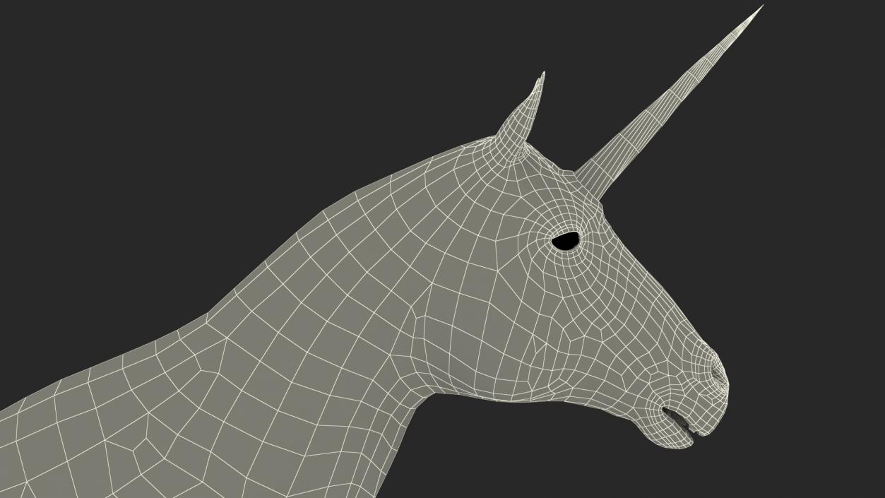 White Unicorn with Fur 2 3D model