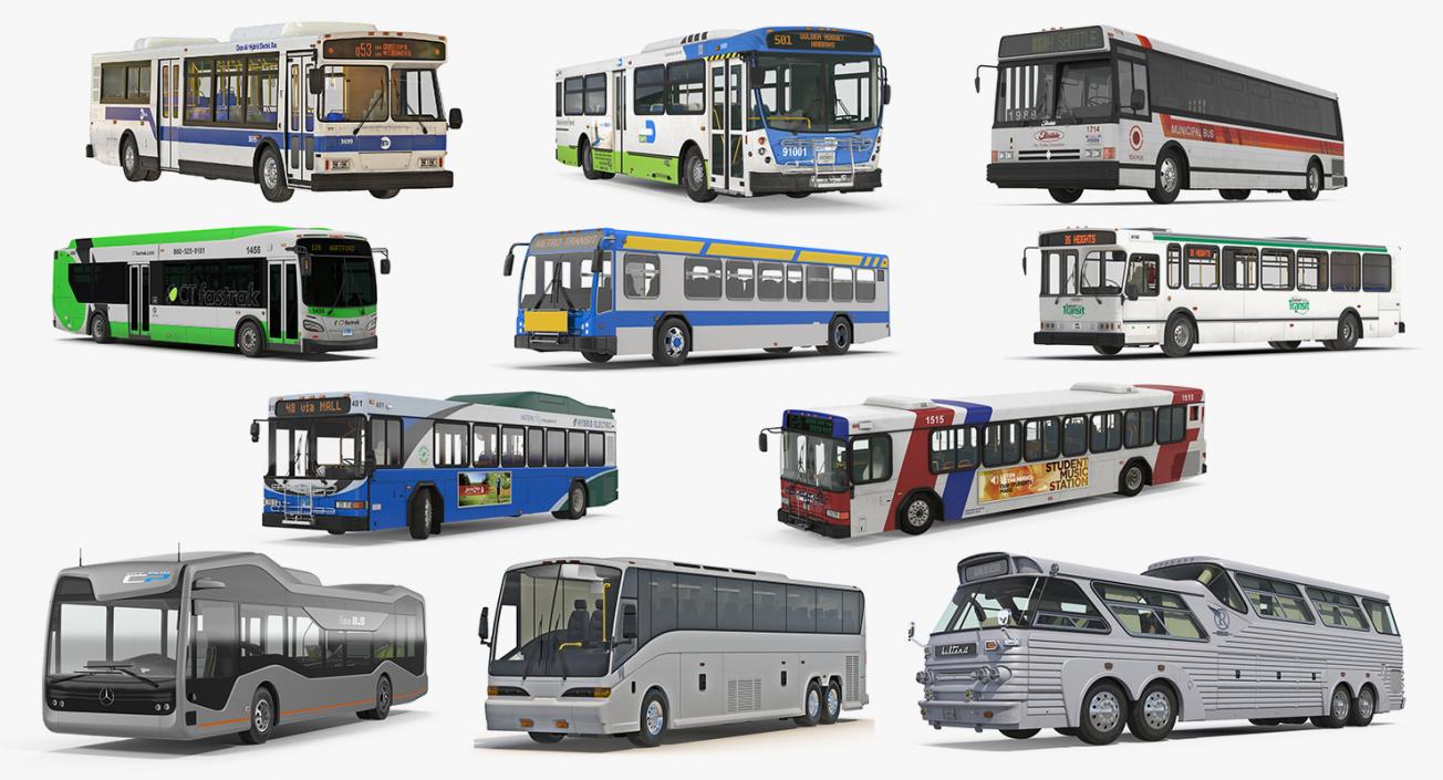 3D Buses Collection 9 model