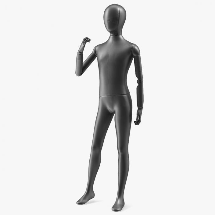 Flexible Child Mannequin Standing Pose Black 3D model