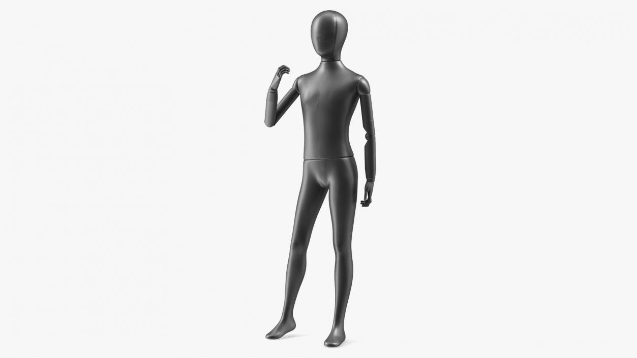 Flexible Child Mannequin Standing Pose Black 3D model