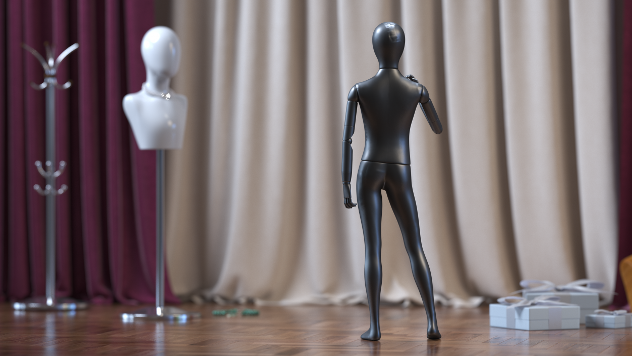 Flexible Child Mannequin Standing Pose Black 3D model