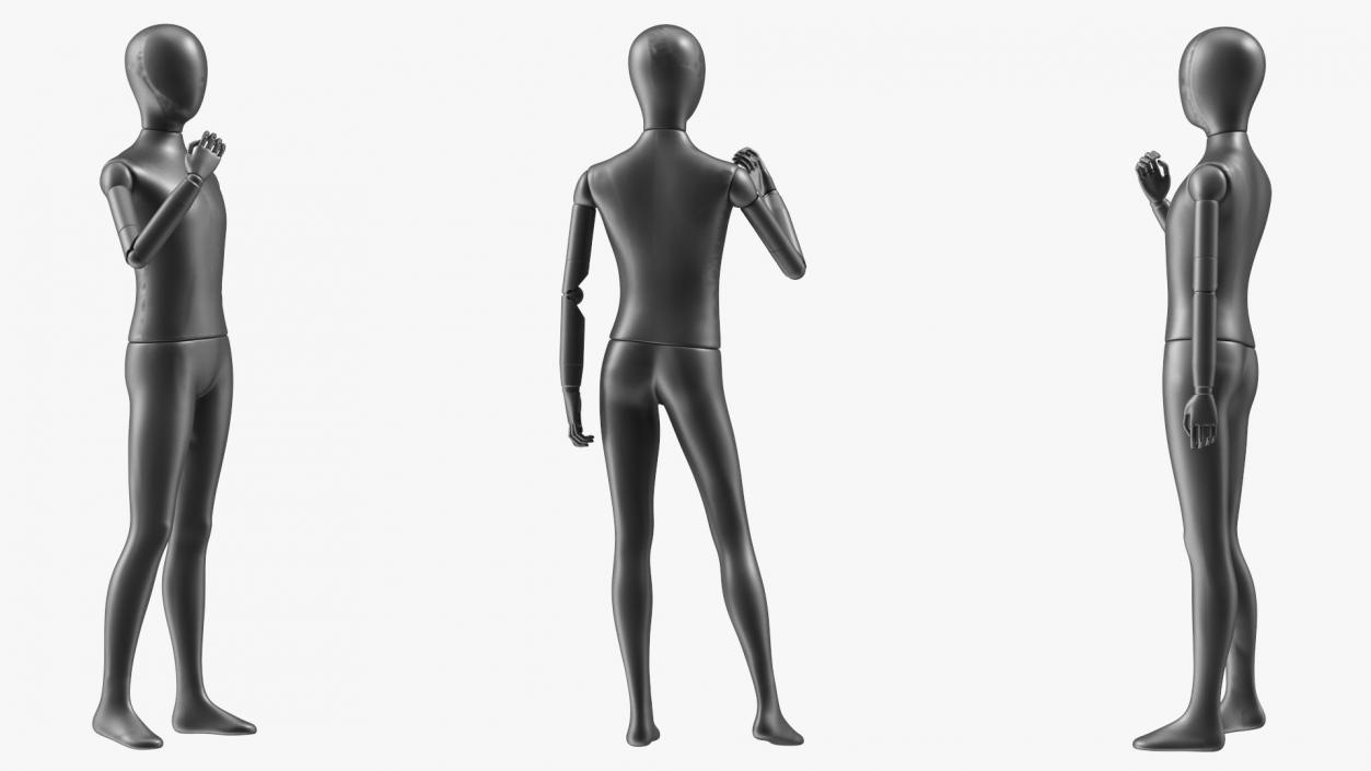 Flexible Child Mannequin Standing Pose Black 3D model