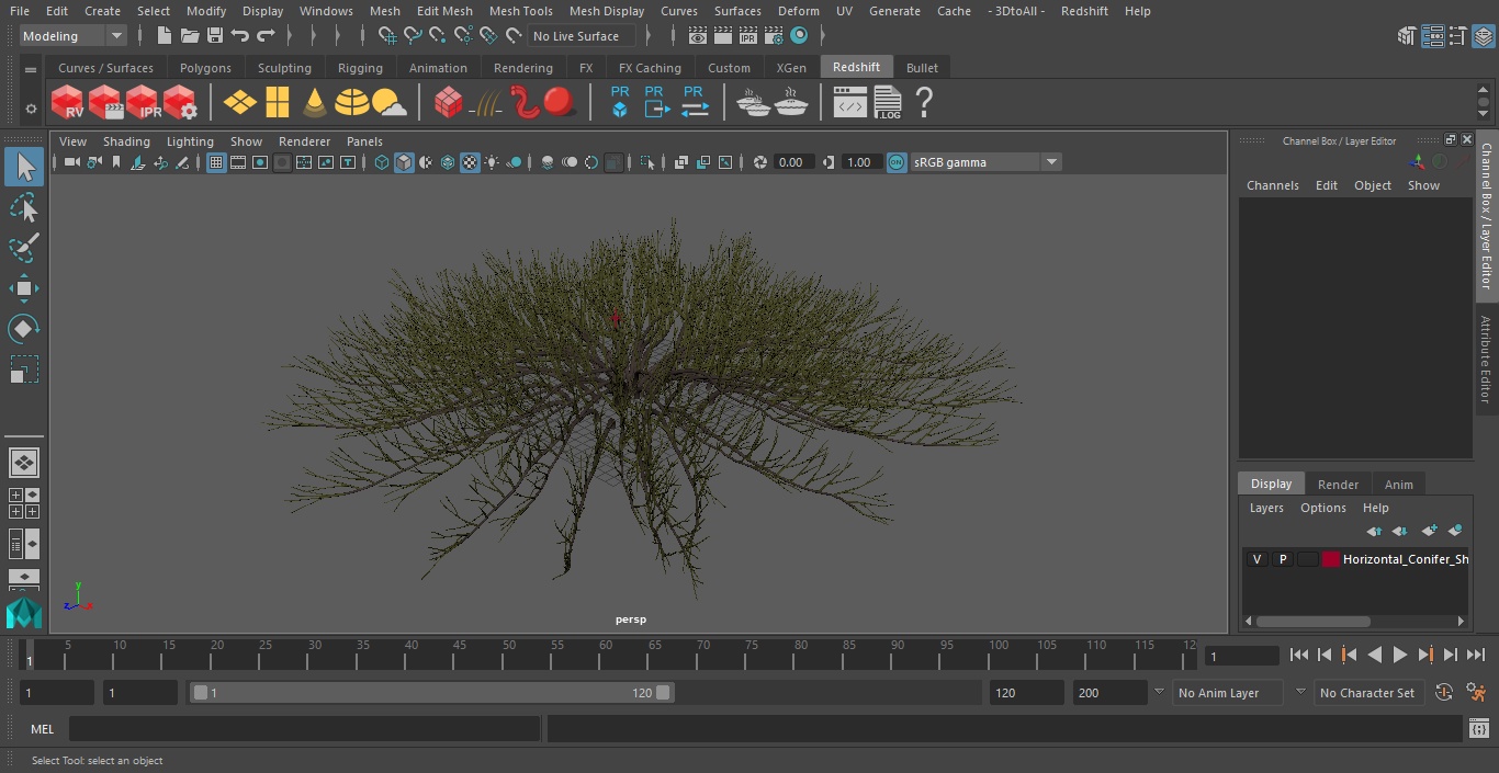 Horizontal Conifer Shrub(1) 3D