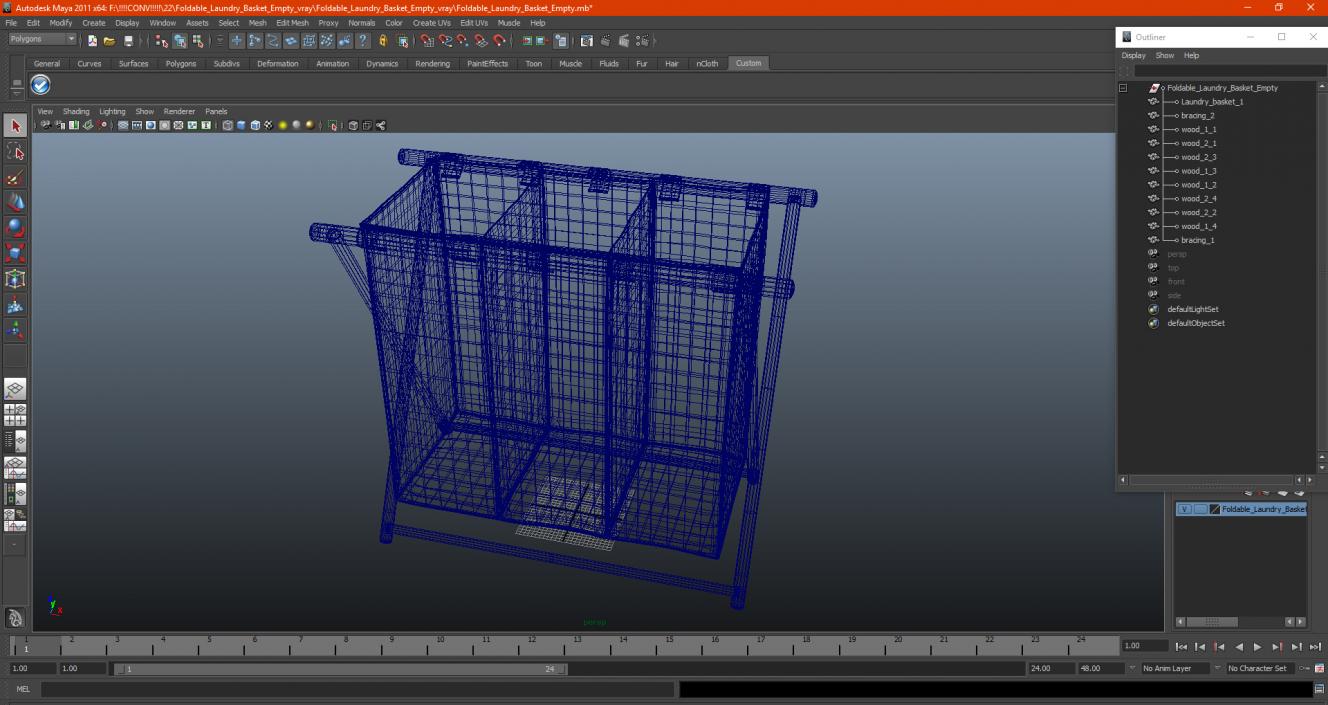 Foldable Laundry Basket Empty 3D model