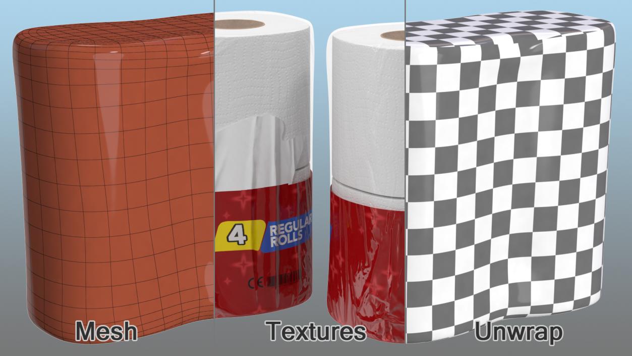 3D Toilet Tissue 4 Rolls