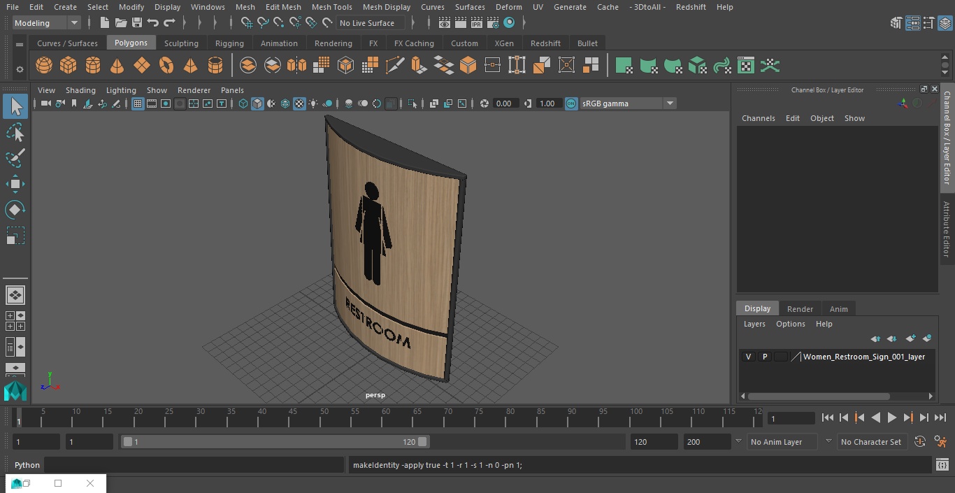 Women Restroom Sign 3D model