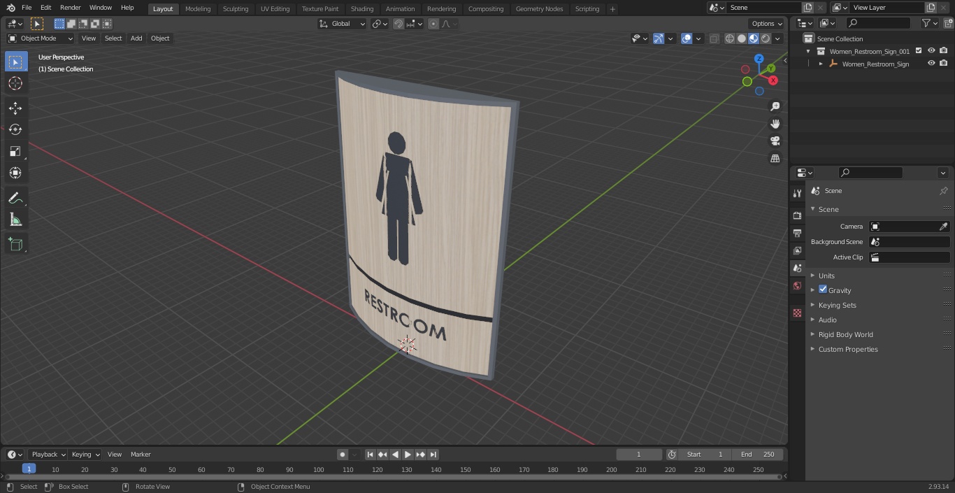 Women Restroom Sign 3D model