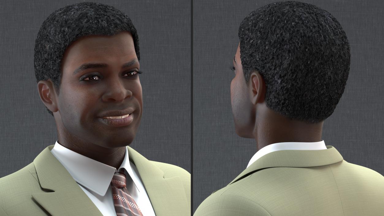 Dark Skin Black Man in Formal Suit 3D model