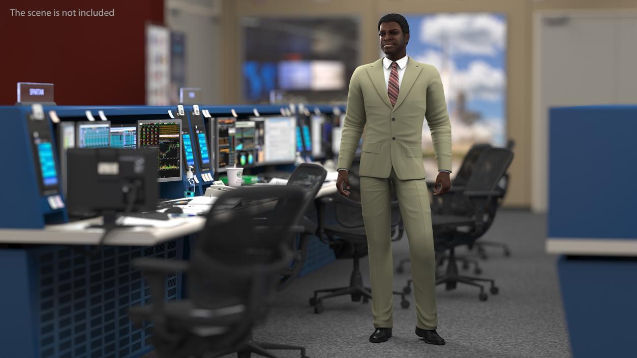 Dark Skin Black Man in Formal Suit 3D model