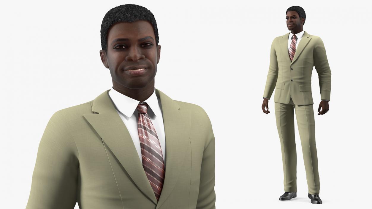 Dark Skin Black Man in Formal Suit 3D model