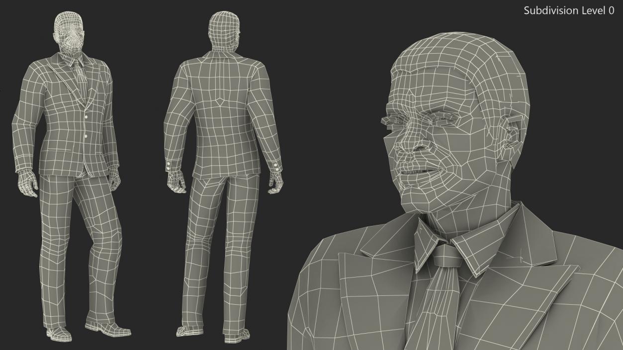 Dark Skin Black Man in Formal Suit 3D model