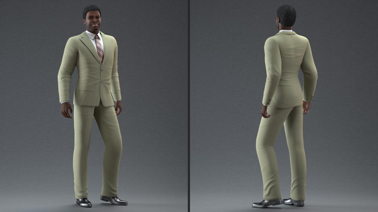 Dark Skin Black Man in Formal Suit 3D model