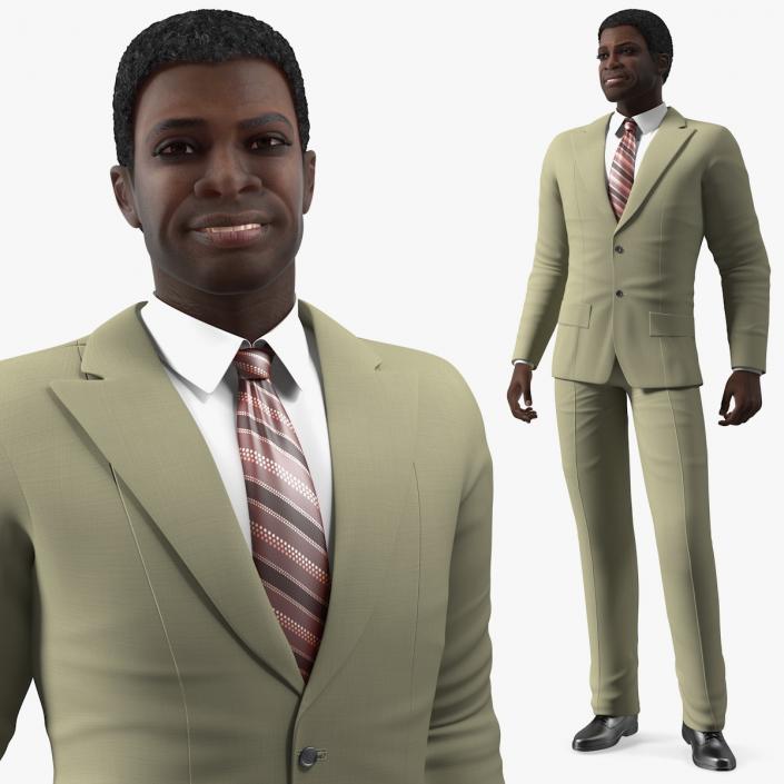 Dark Skin Black Man in Formal Suit 3D model