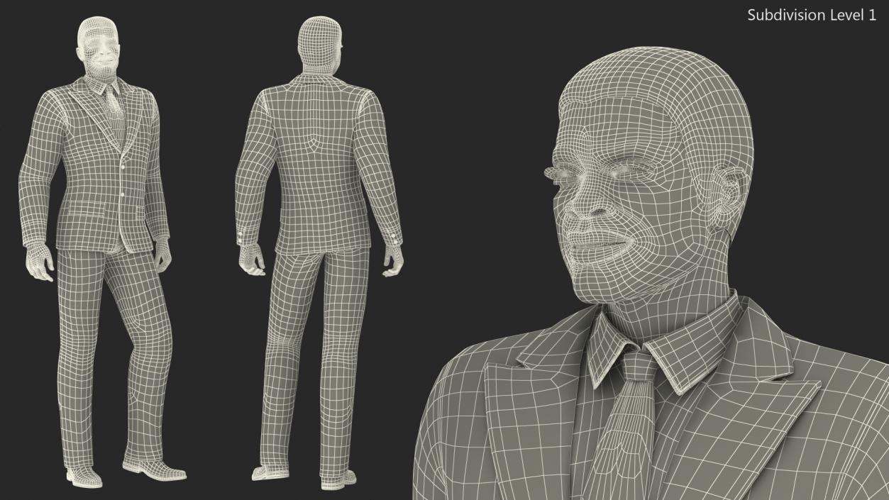 Dark Skin Black Man in Formal Suit 3D model