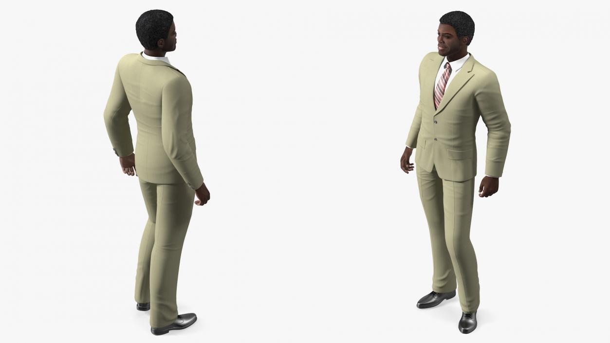 Dark Skin Black Man in Formal Suit 3D model