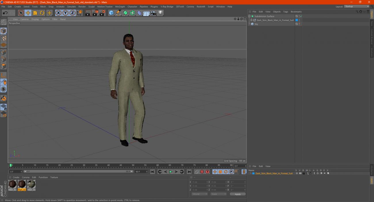 Dark Skin Black Man in Formal Suit 3D model