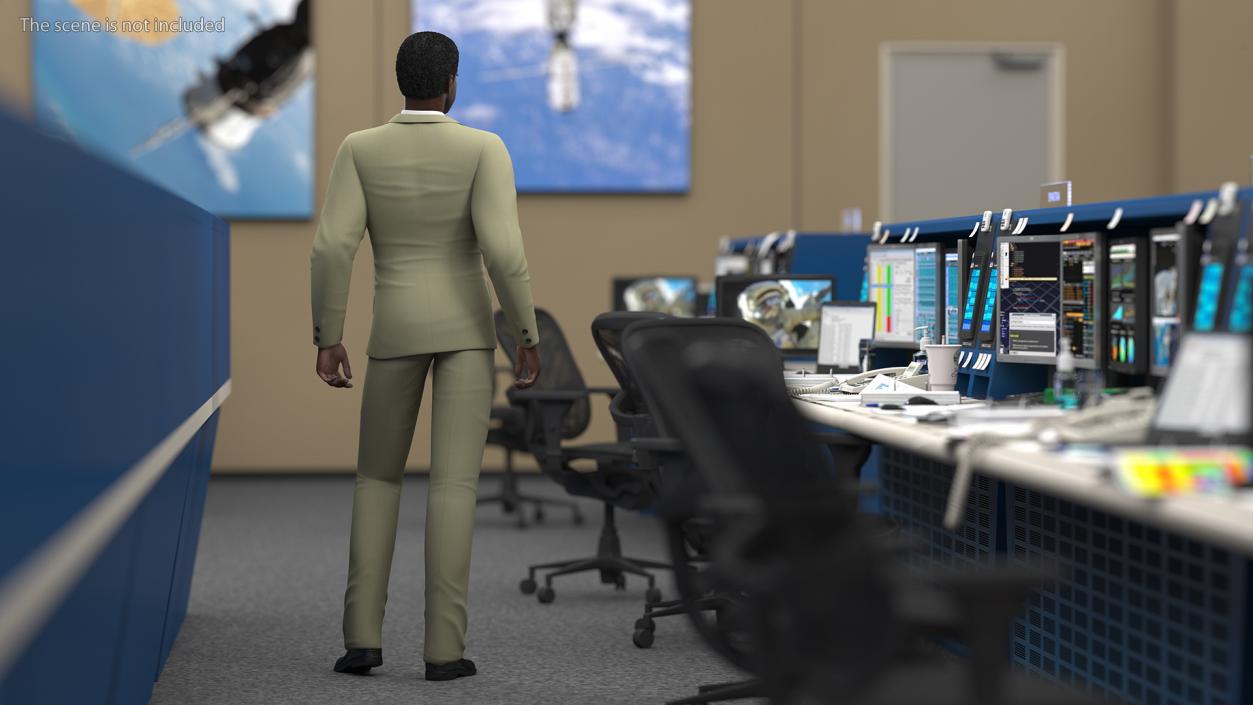 Dark Skin Black Man in Formal Suit 3D model