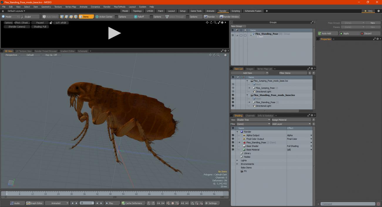 3D Flea Standing Pose model