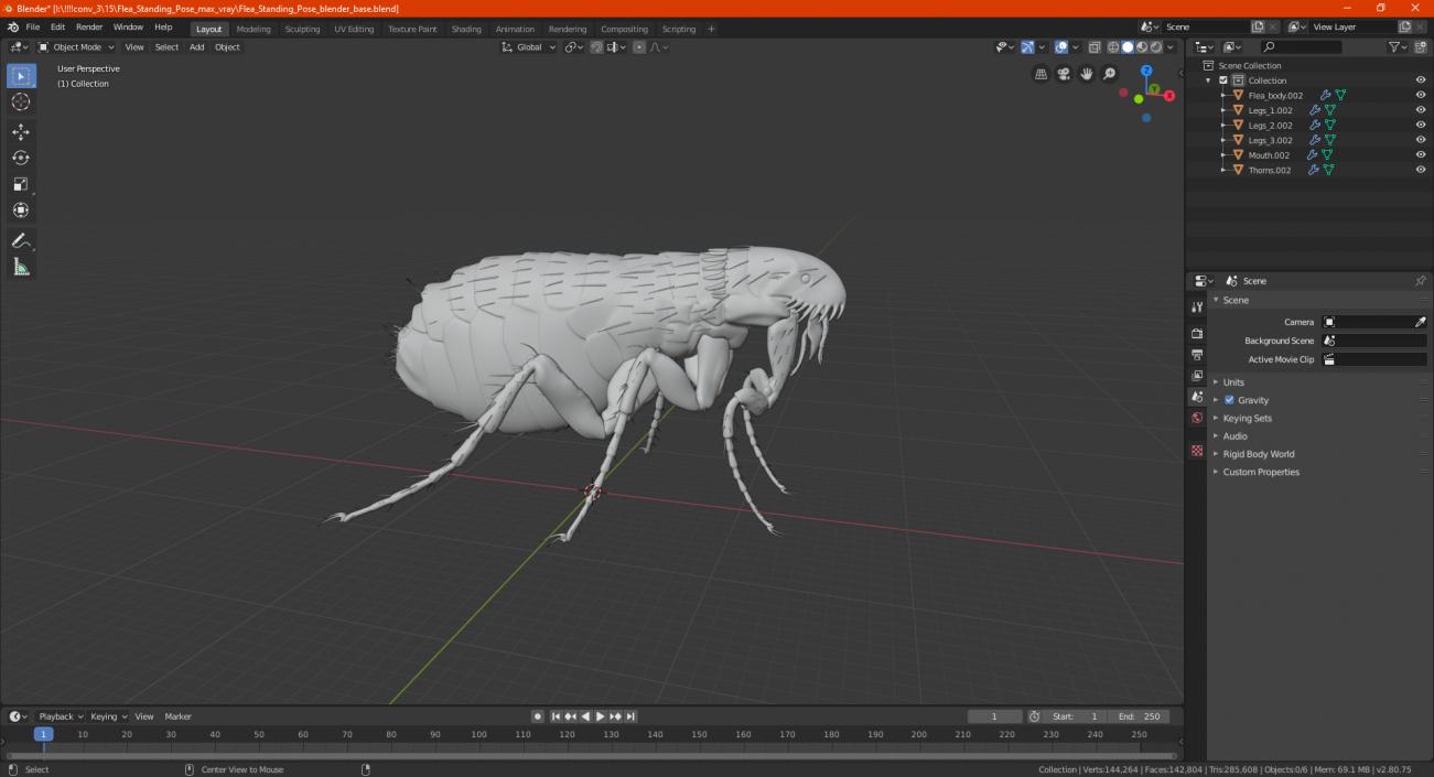 3D Flea Standing Pose model