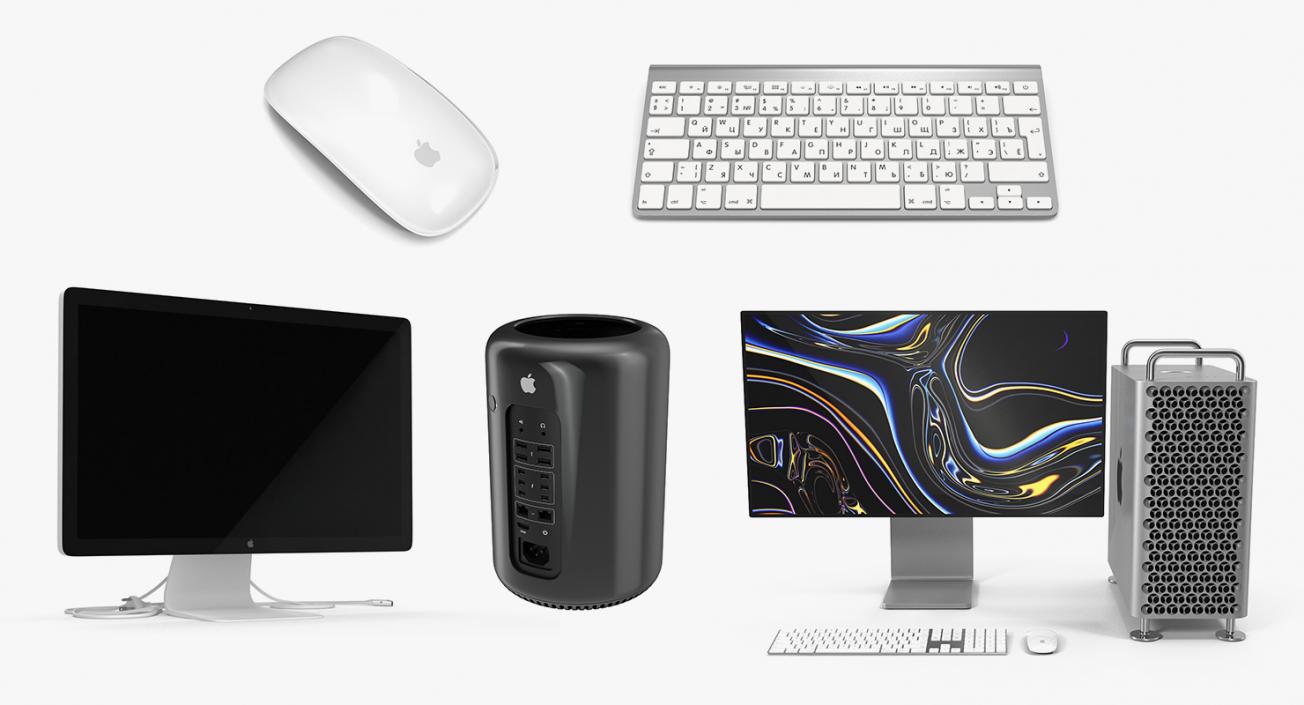 3D Apple Mac Pro Old and New Collection