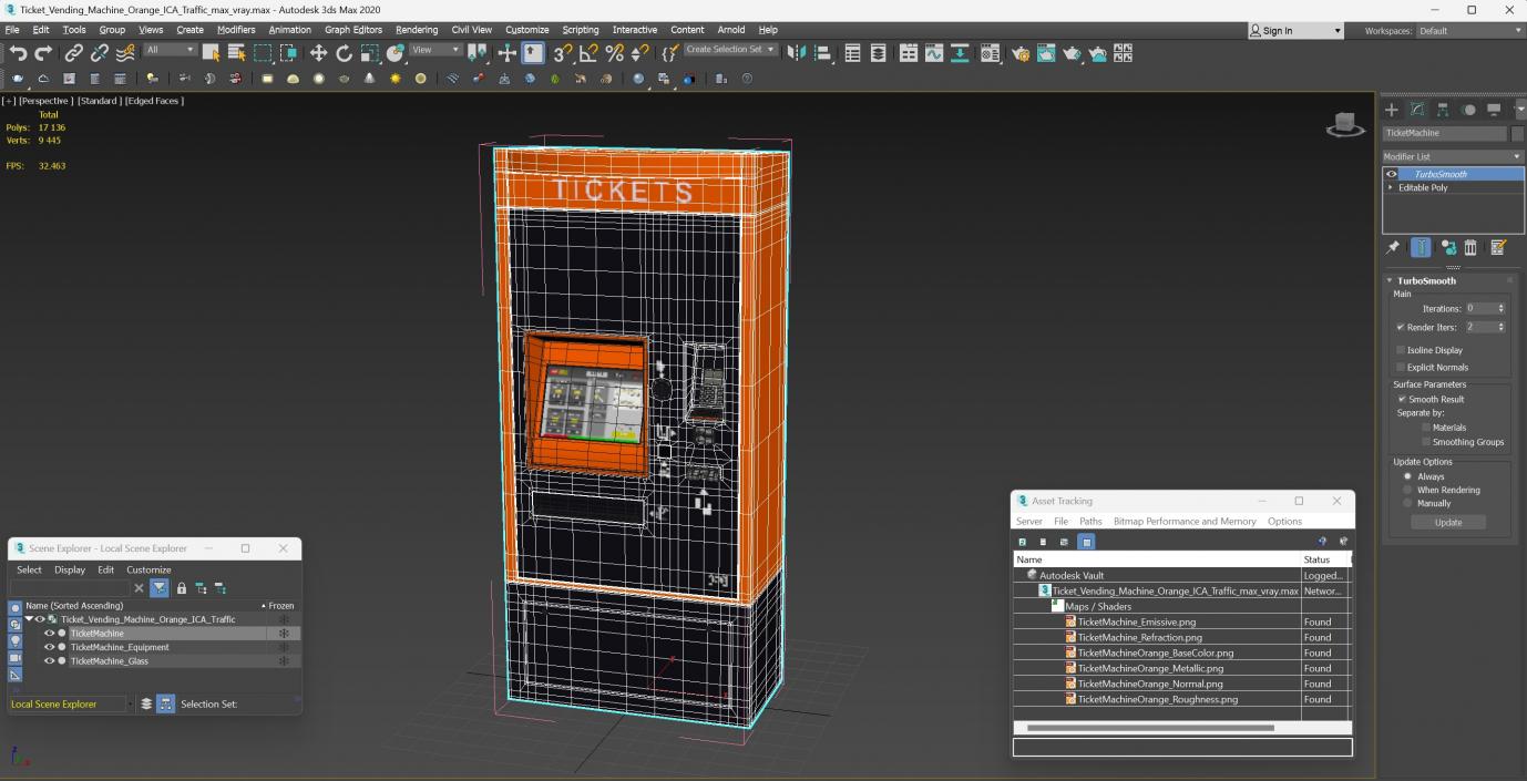 3D Ticket Vending Machine Orange ICA Traffic