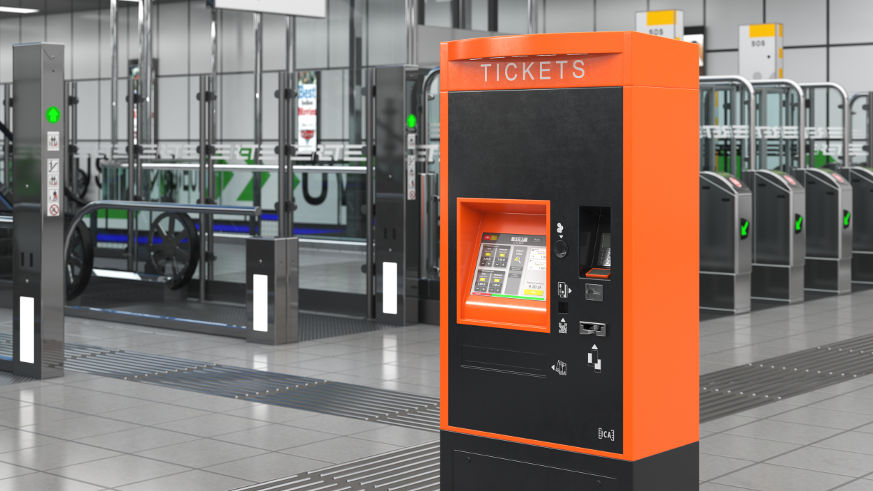 3D Ticket Vending Machine Orange ICA Traffic