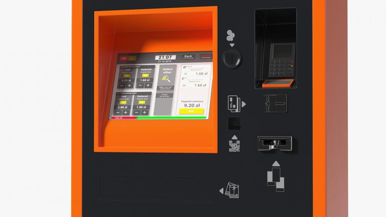 3D Ticket Vending Machine Orange ICA Traffic