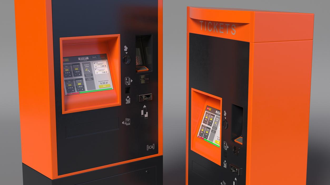 3D Ticket Vending Machine Orange ICA Traffic