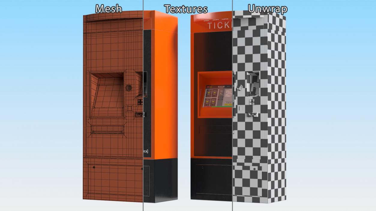 3D Ticket Vending Machine Orange ICA Traffic