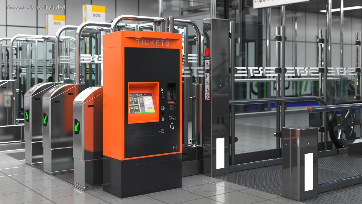 3D Ticket Vending Machine Orange ICA Traffic