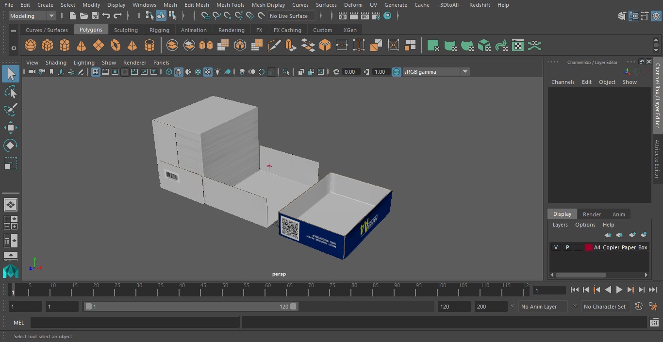 A4 Copier Paper Box Open 3D model