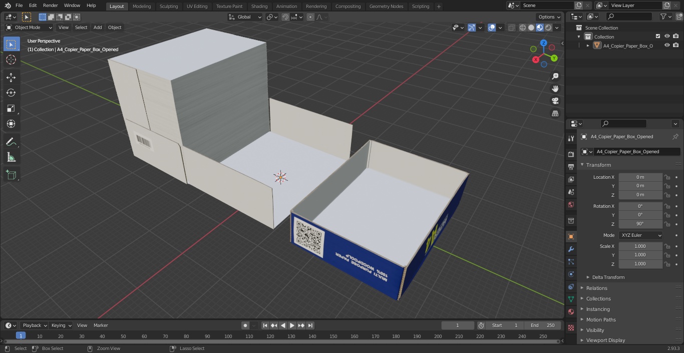 A4 Copier Paper Box Open 3D model