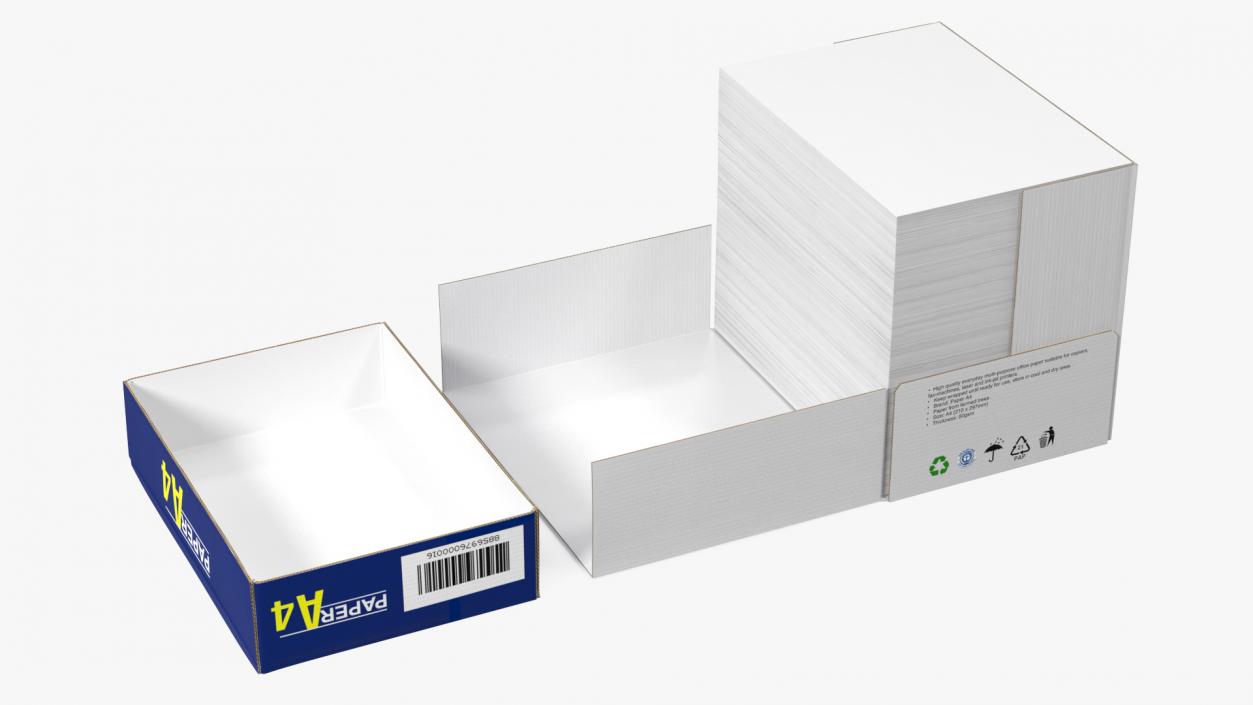 A4 Copier Paper Box Open 3D model