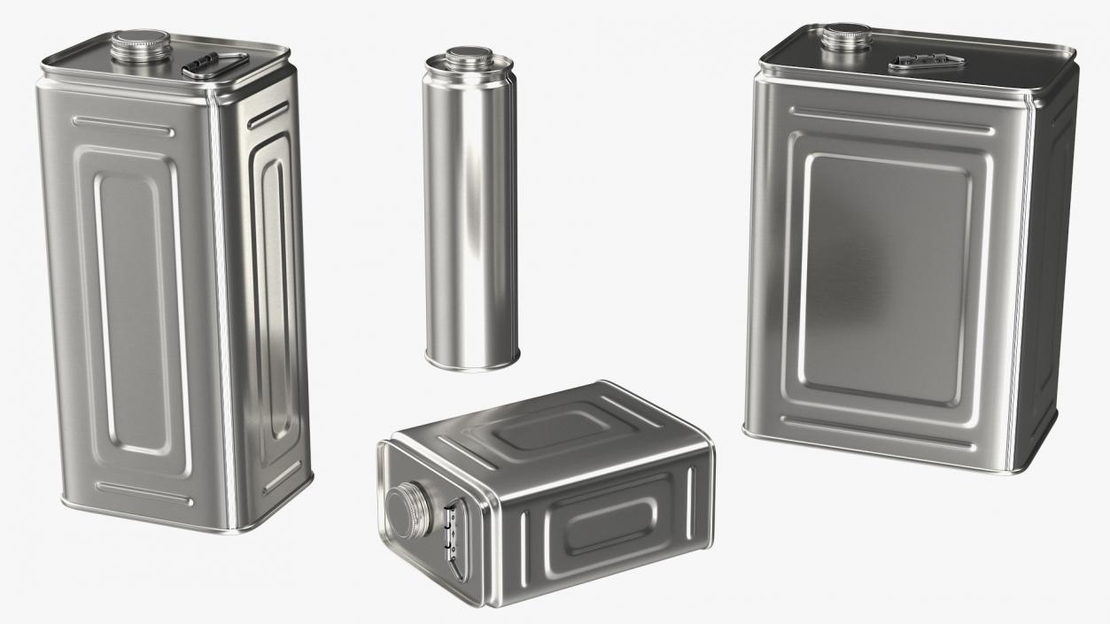 3D Olive Oil Metal Can Set model