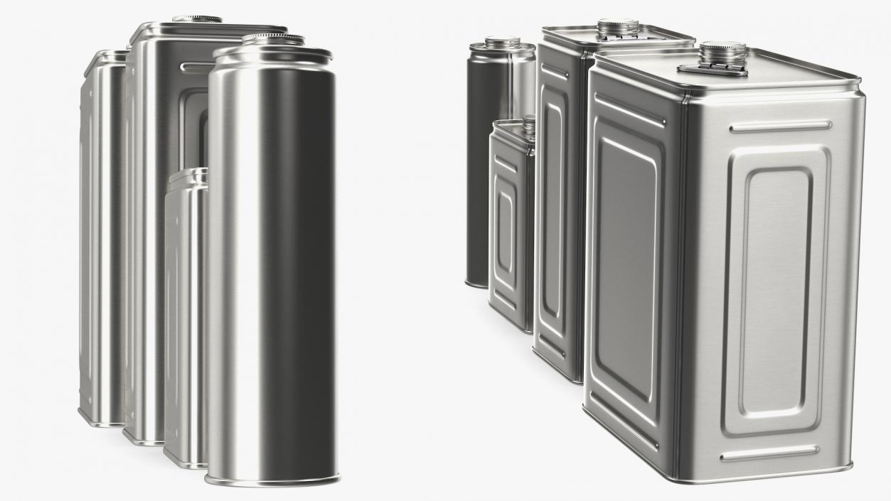 3D Olive Oil Metal Can Set model