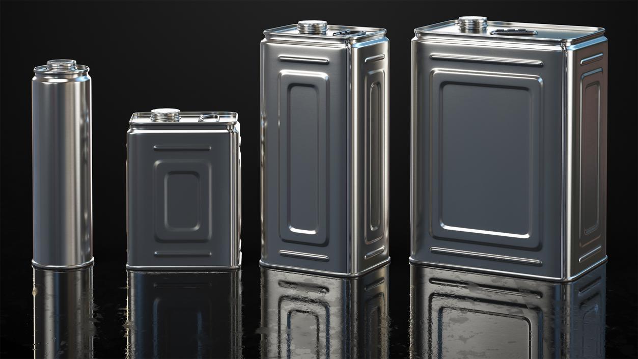 3D Olive Oil Metal Can Set model