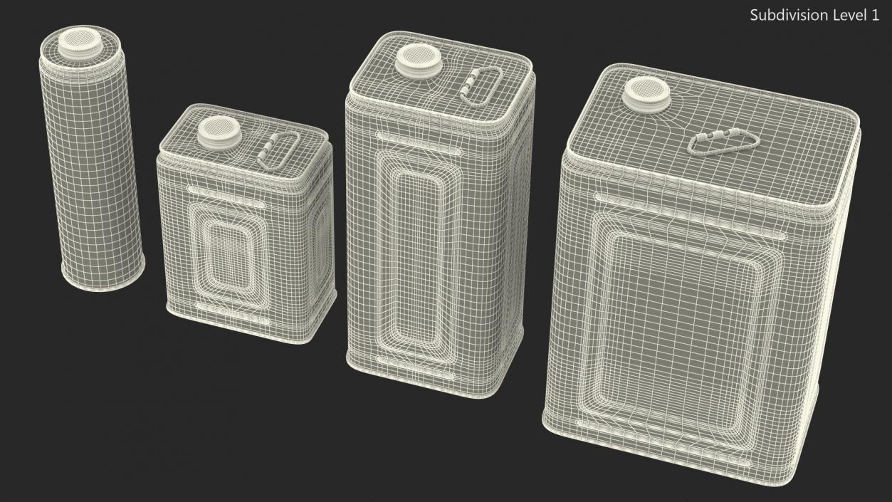 3D Olive Oil Metal Can Set model