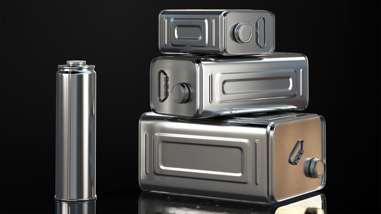 3D Olive Oil Metal Can Set model