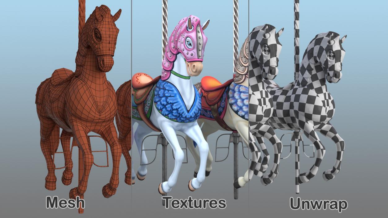 3D Carousel Horse Set model