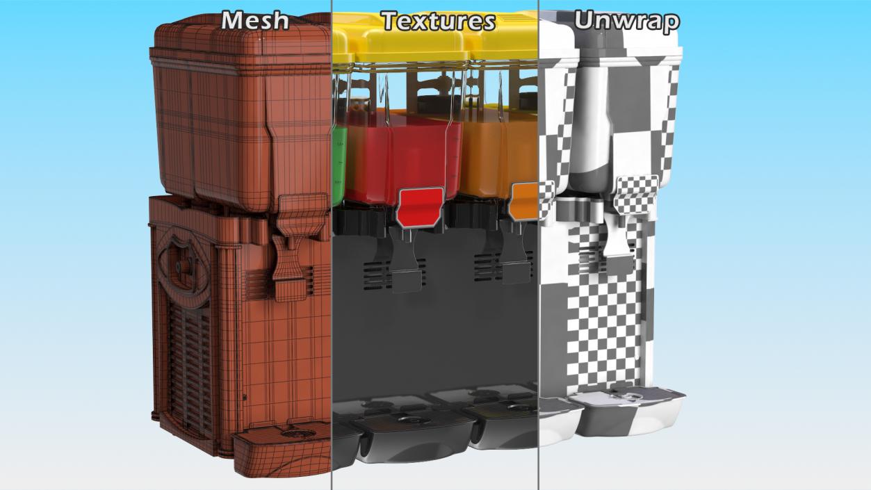 3D model Juice Cold Dispenser Machine 4 Jars