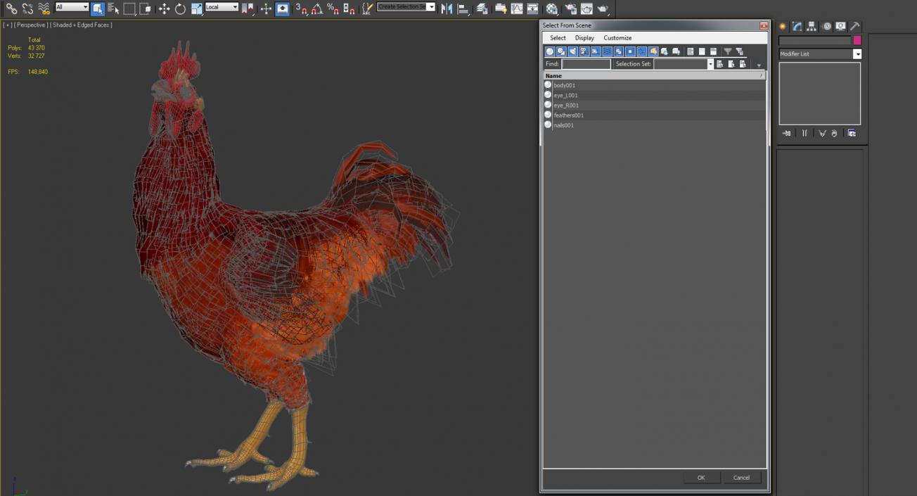 3D Brown Hen Standing model