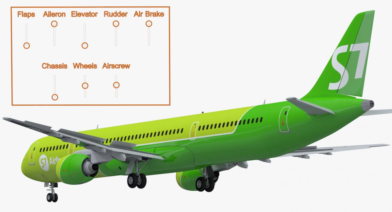 MC 21 S7 Airlines Rigged 3D model