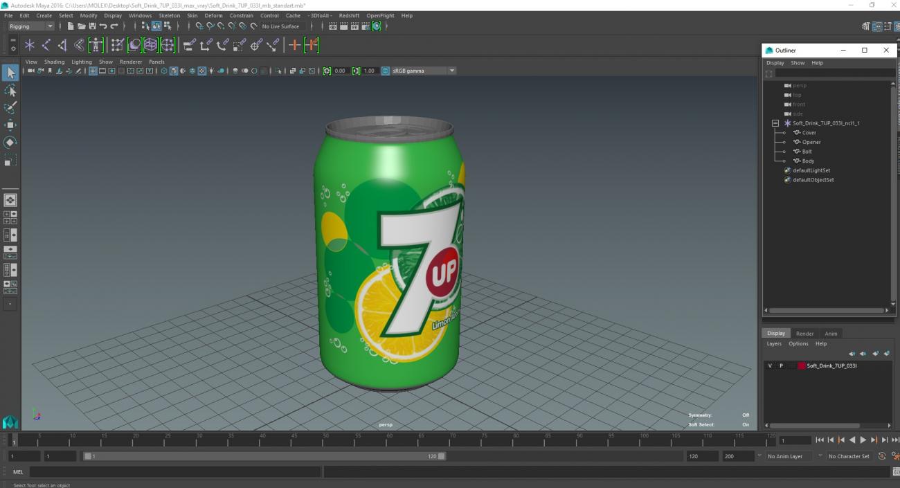 Soft Drink 7UP 033l 3D model