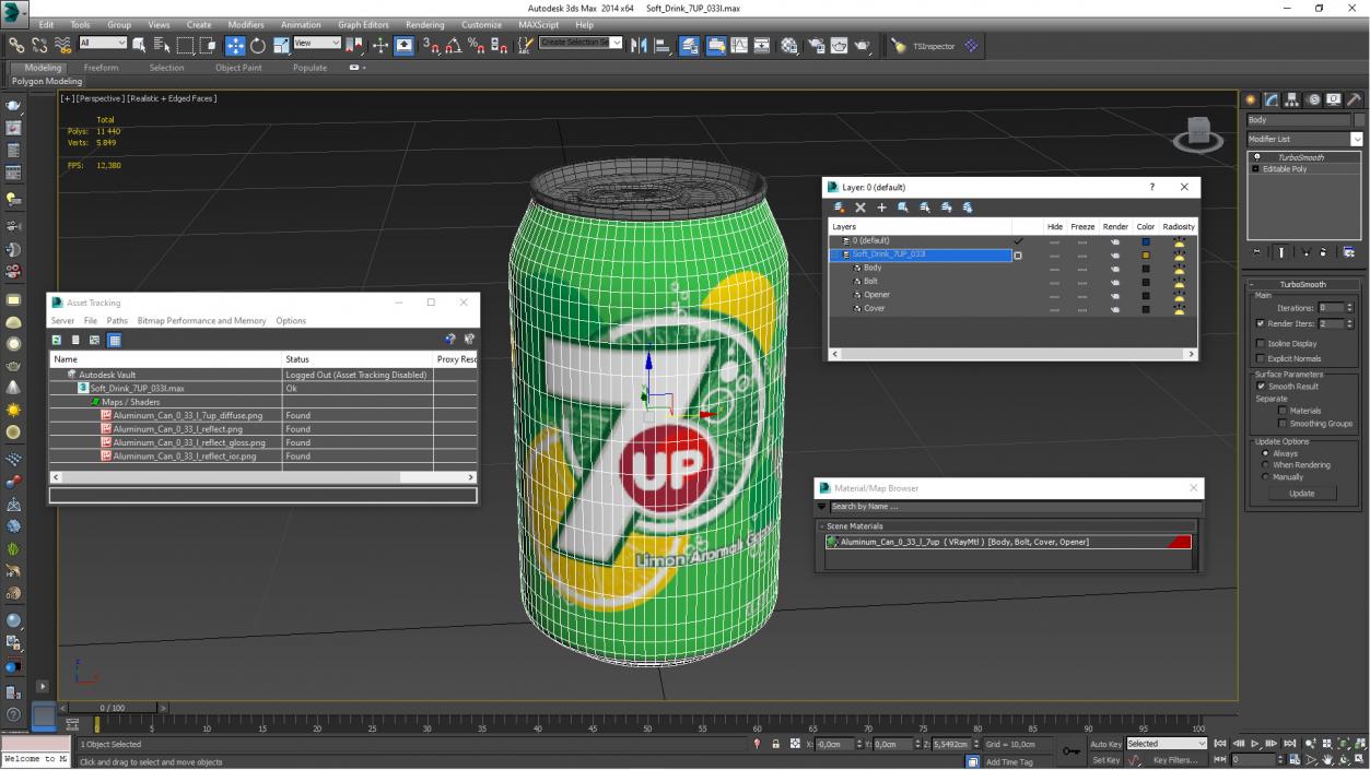 Soft Drink 7UP 033l 3D model